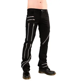 kalhoty gothic BLACK PISTOL Zipper Pants Denim Black 26